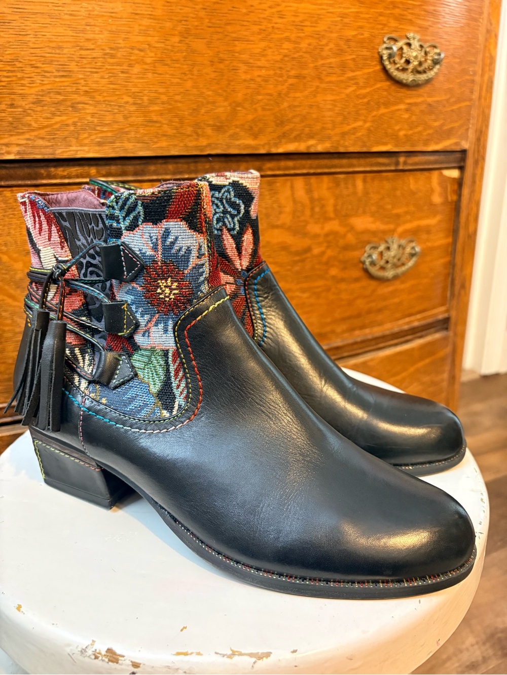 L'Artiste by Spring Step "Live" Leather Boho Ankle Boots - EU 40 / US 9